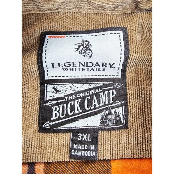 Legendary Whitetails Size 3XL Men's Orange Plaid Flannel Buck Camp Long Sleeve - Picture 4 of 13